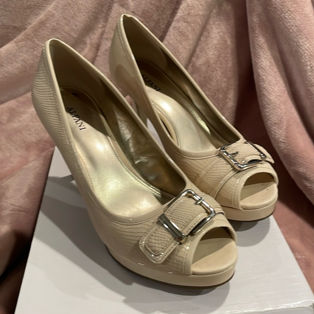 Cream Open-Toe Pumps by Alfani
